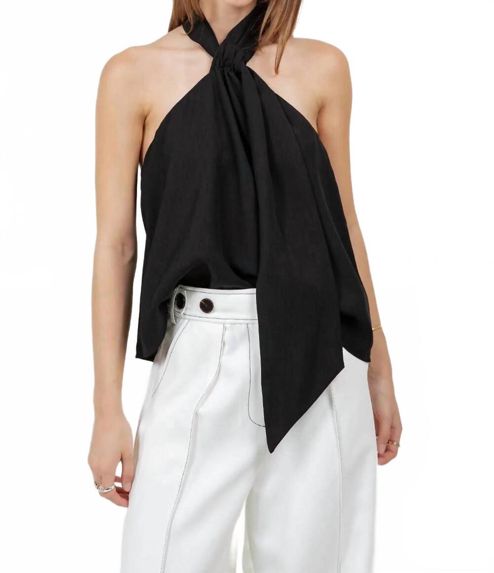 NEW WHITEROOM+CACTUS isla halter scarf top in black